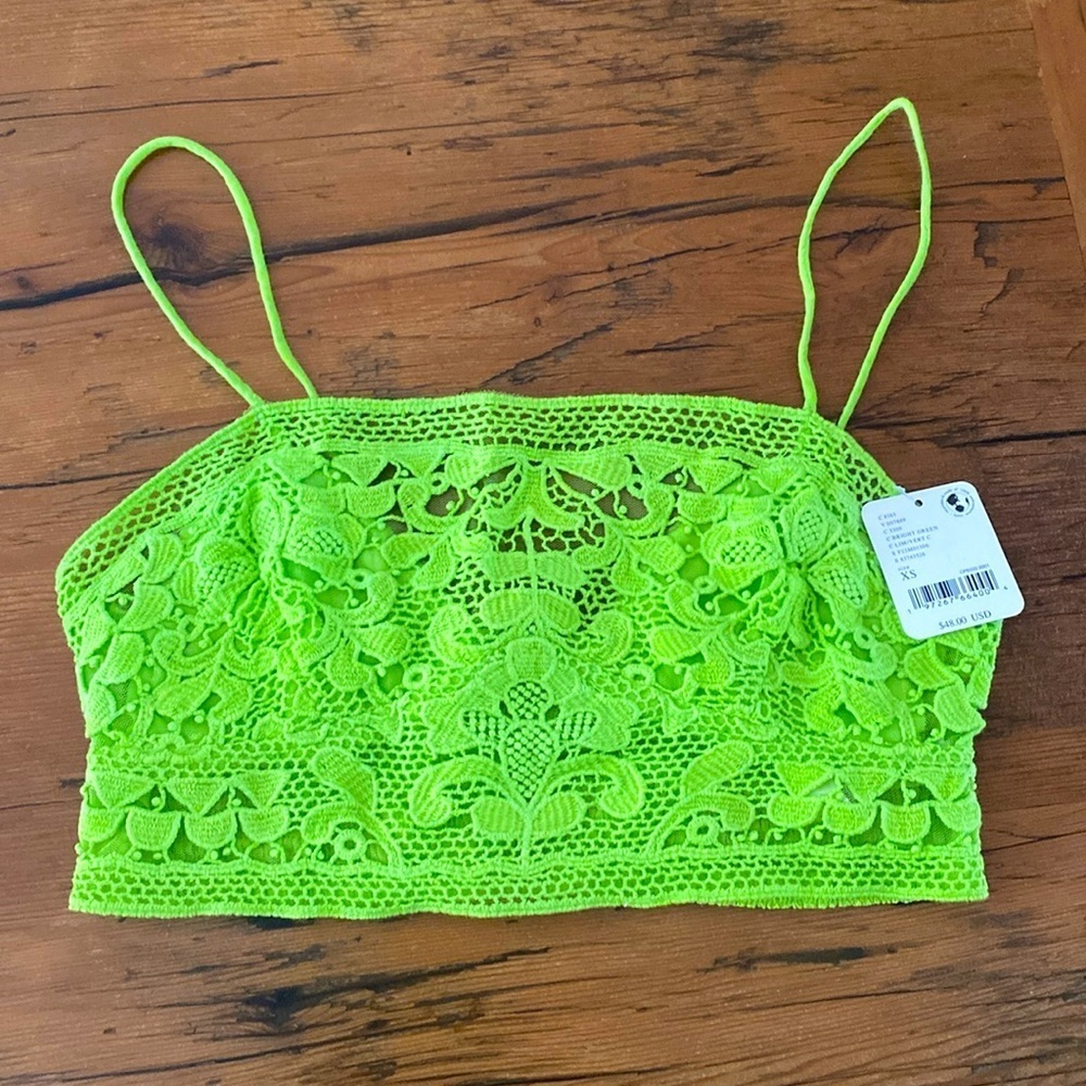Free People Neon Green Lace Bralette